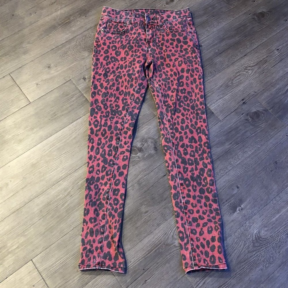 Carmar Jeans Red Leopard Print Skinny Mid Rise Jeans Women Junior Size 25